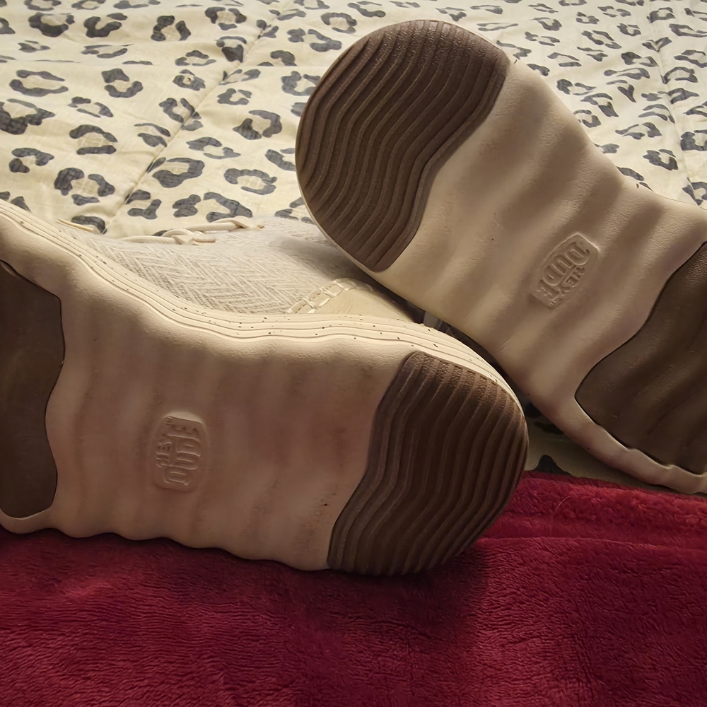 Hey Dude LADIES Beige Herringbone High-Top Shoes - Picture 4 of 4